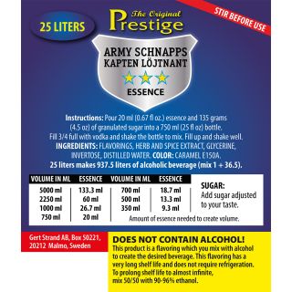 PR Kapten Löjtnant / Army Schnapps Essence 25 liter